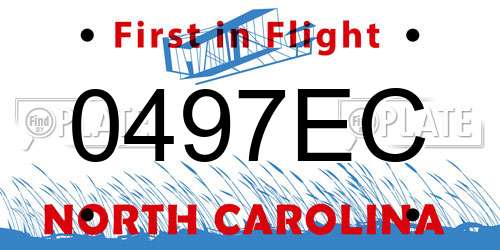 0497EC North Carolina License Plate