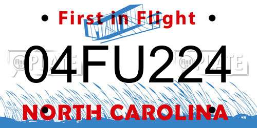 04FU224 North Carolina License Plate