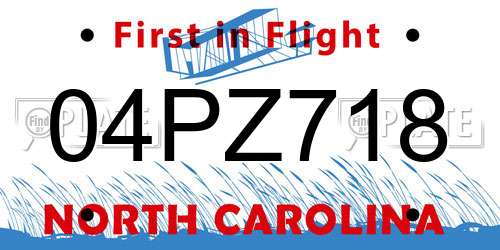 04PZ718 North Carolina License Plate