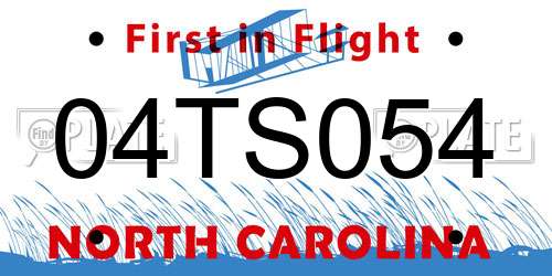 04TS054 North Carolina License Plate