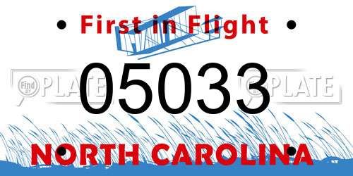 05033 North Carolina License Plate