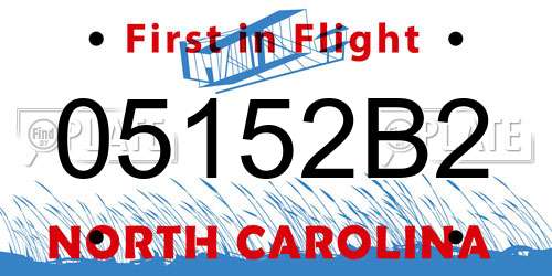 05152B2 North Carolina License Plate