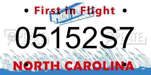 05152S7 North Carolina License Plate