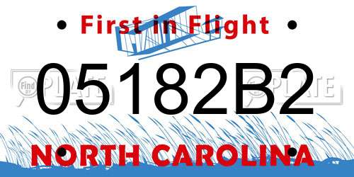 05182B2 North Carolina License Plate