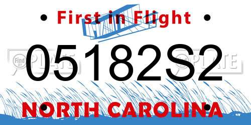 05182S2 North Carolina License Plate
