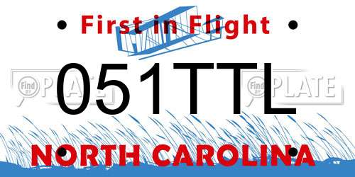 051TTL North Carolina License Plate