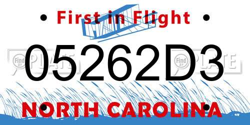 05262D3 North Carolina License Plate
