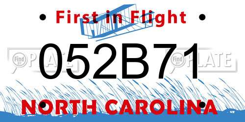 052B71 North Carolina License Plate