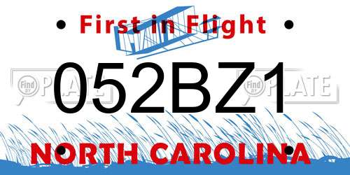 052BZ1 North Carolina License Plate