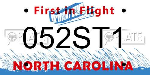 052ST1 North Carolina License Plate