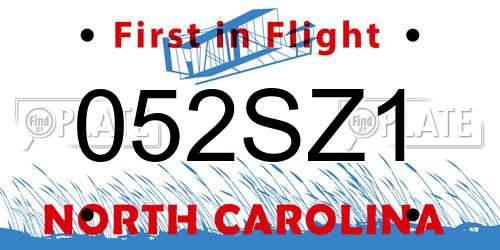 052SZ1 North Carolina License Plate