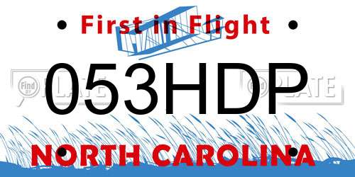 053HDP North Carolina License Plate
