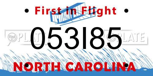 053I85 North Carolina License Plate