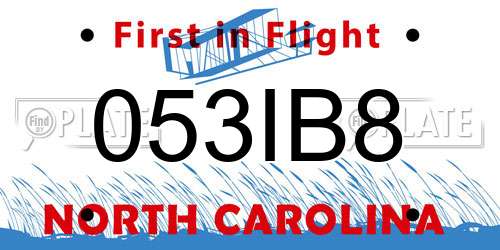 053IB8 North Carolina License Plate