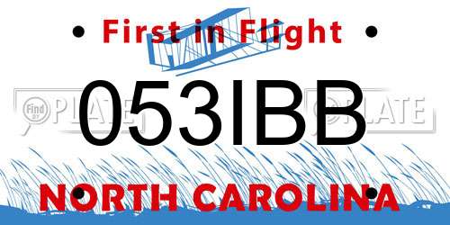 053IBB North Carolina License Plate