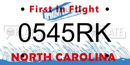 0545RK North Carolina License Plate