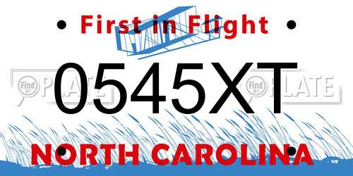0545XT North Carolina License Plate