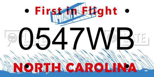 0547WB North Carolina License Plate