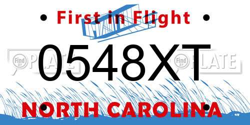 0548XT North Carolina License Plate
