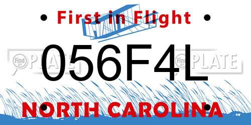 056F4L North Carolina License Plate