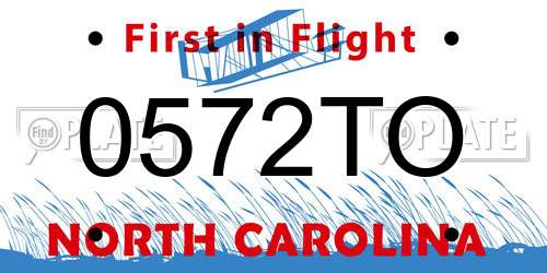 0572TO North Carolina License Plate