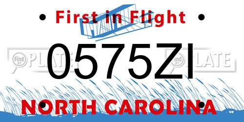0575ZI North Carolina License Plate