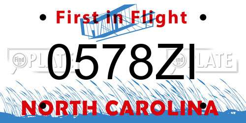0578ZI North Carolina License Plate