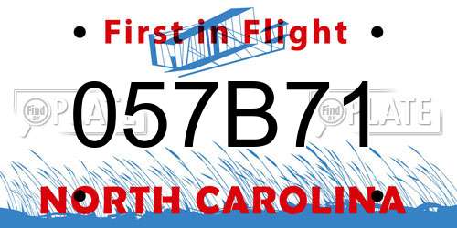 057B71 North Carolina License Plate