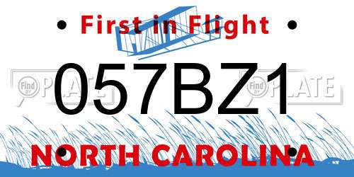 057BZ1 North Carolina License Plate