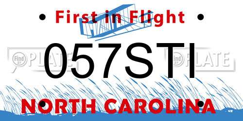 057STI North Carolina License Plate