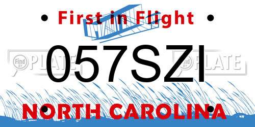 057SZI North Carolina License Plate