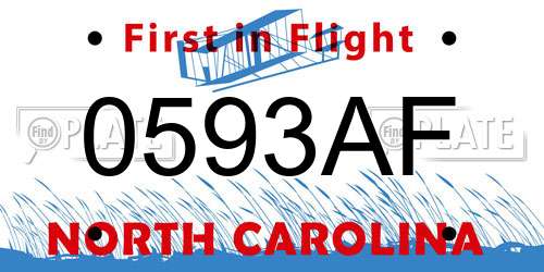 0593AF North Carolina License Plate