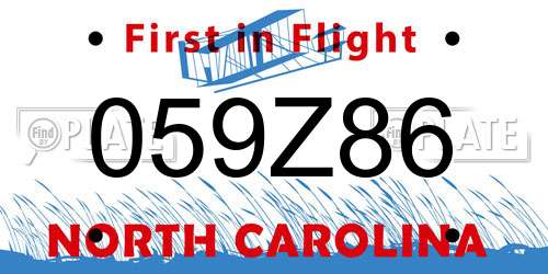059Z86 North Carolina License Plate