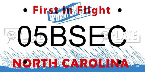 05BSEC North Carolina License Plate