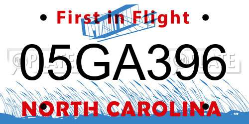 05GA396 North Carolina License Plate