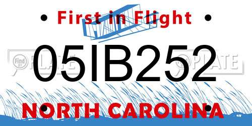 05IB252 North Carolina License Plate