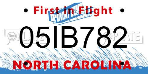 05IB782 North Carolina License Plate