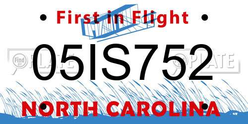 05IS752 North Carolina License Plate