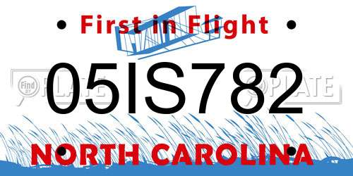 05IS782 North Carolina License Plate