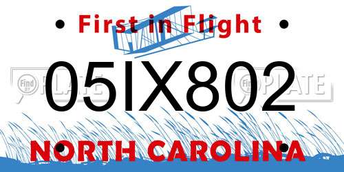 05IX802 North Carolina License Plate