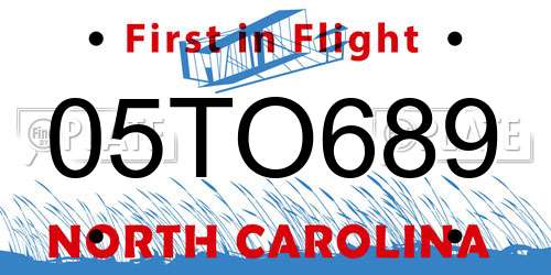 05TO689 North Carolina License Plate