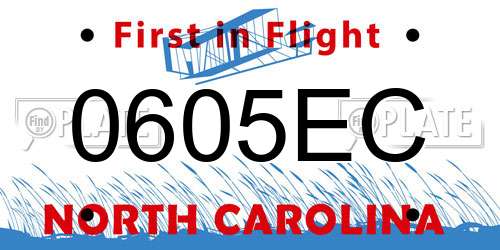 0605EC North Carolina License Plate