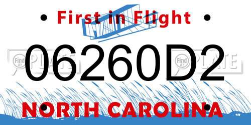 06260D2 North Carolina License Plate