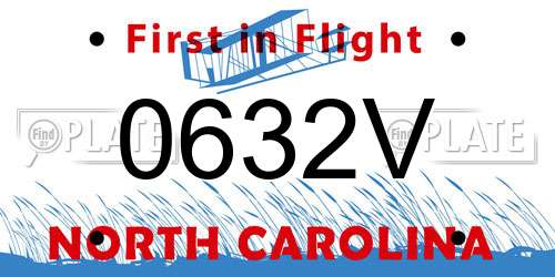 0632V North Carolina License Plate