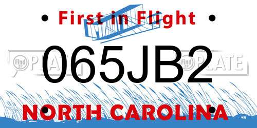 065JB2 North Carolina License Plate