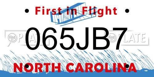 065JB7 North Carolina License Plate