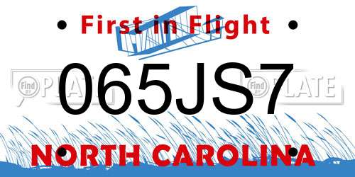 065JS7 North Carolina License Plate