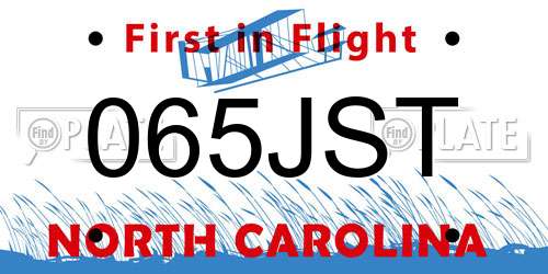 065JST North Carolina License Plate