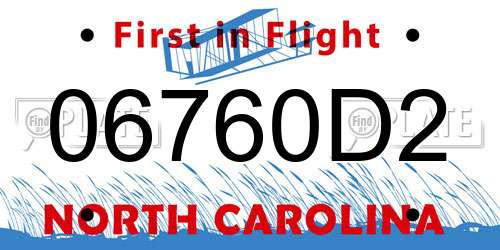06760D2 North Carolina License Plate