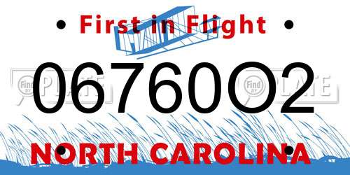06760O2 North Carolina License Plate